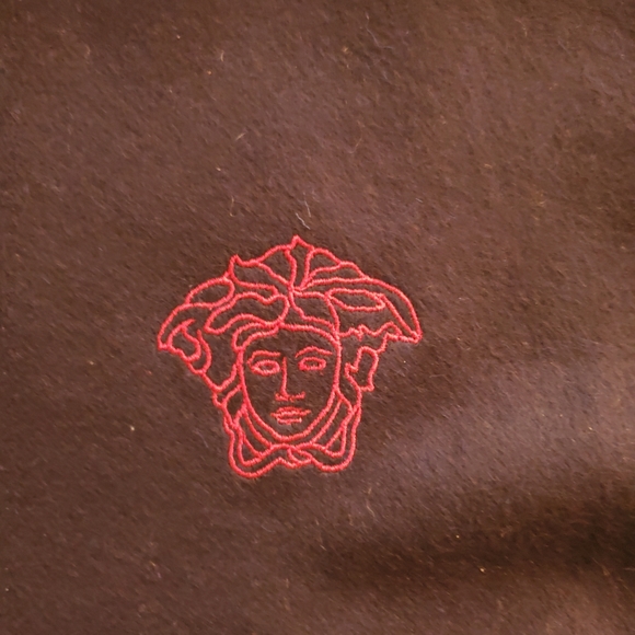 Versace Medussa Navy Blue & Wine Wool Scarf NWT - Picture 3 of 4